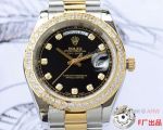 Replica Presidential Rolex DayDate Black diamond Dial Watch 40mm